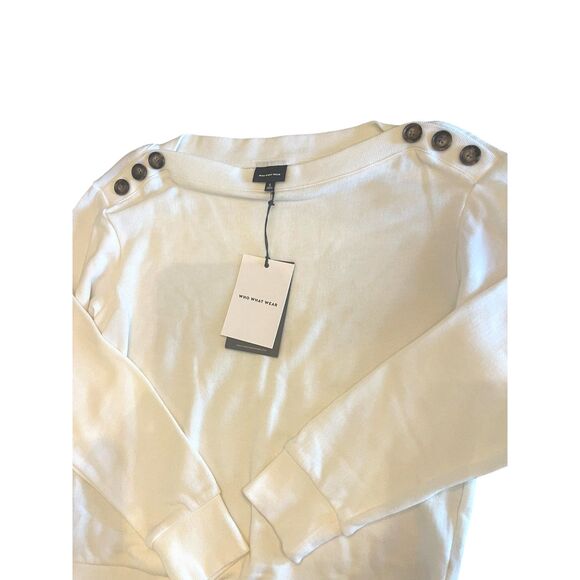 NWT Who What Wear Womens Pull Over Top SMALL Coastal Grandma Casual Buttons - Picture 8 of 9